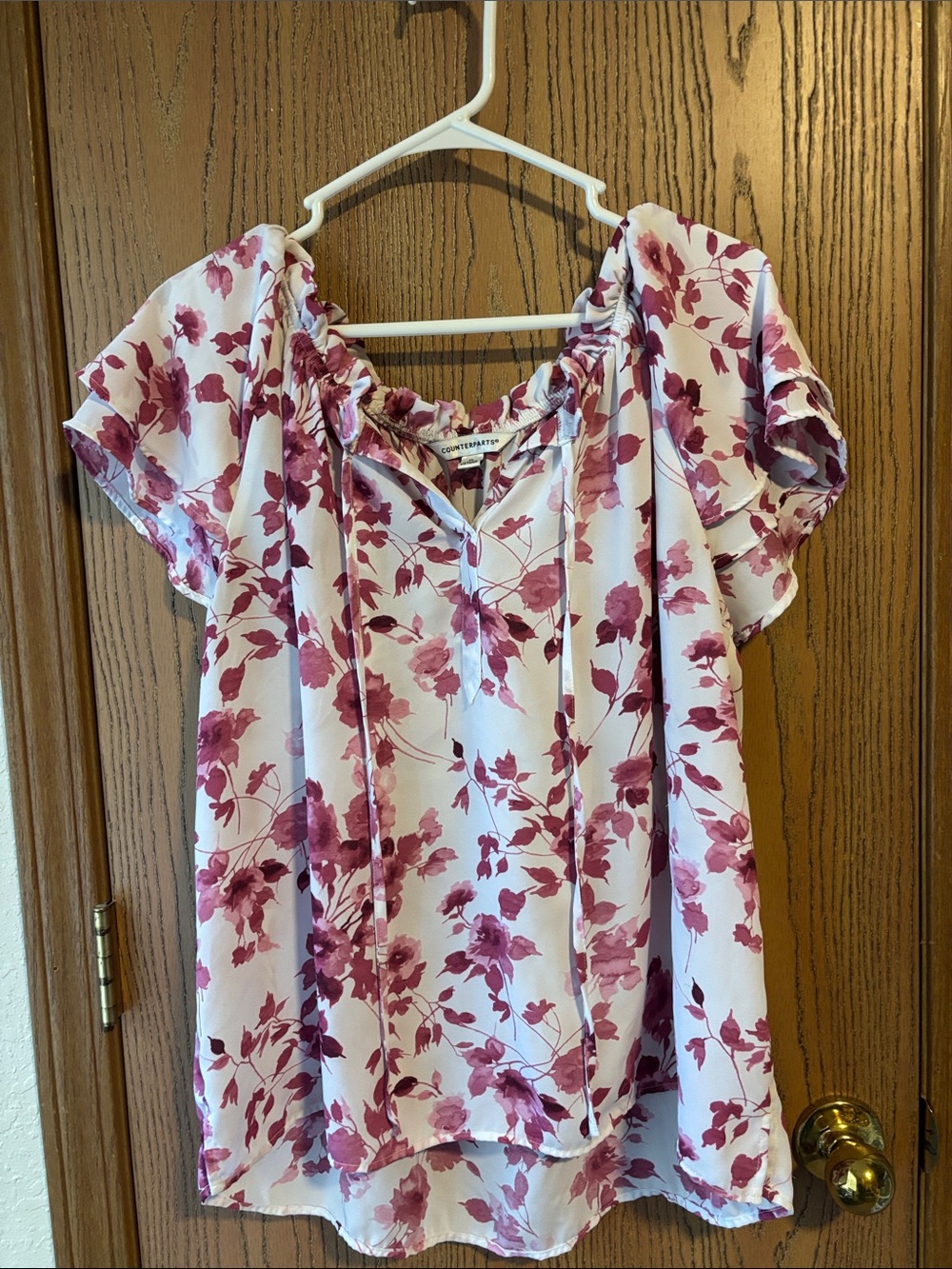 Counterparts White Floral Peasant Blouse
